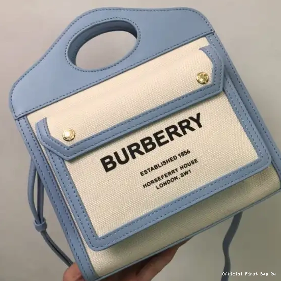 Official FirstBag Ru and Two-tone Pocket Canvas BURBERRY Mini Leather Bag 0503
